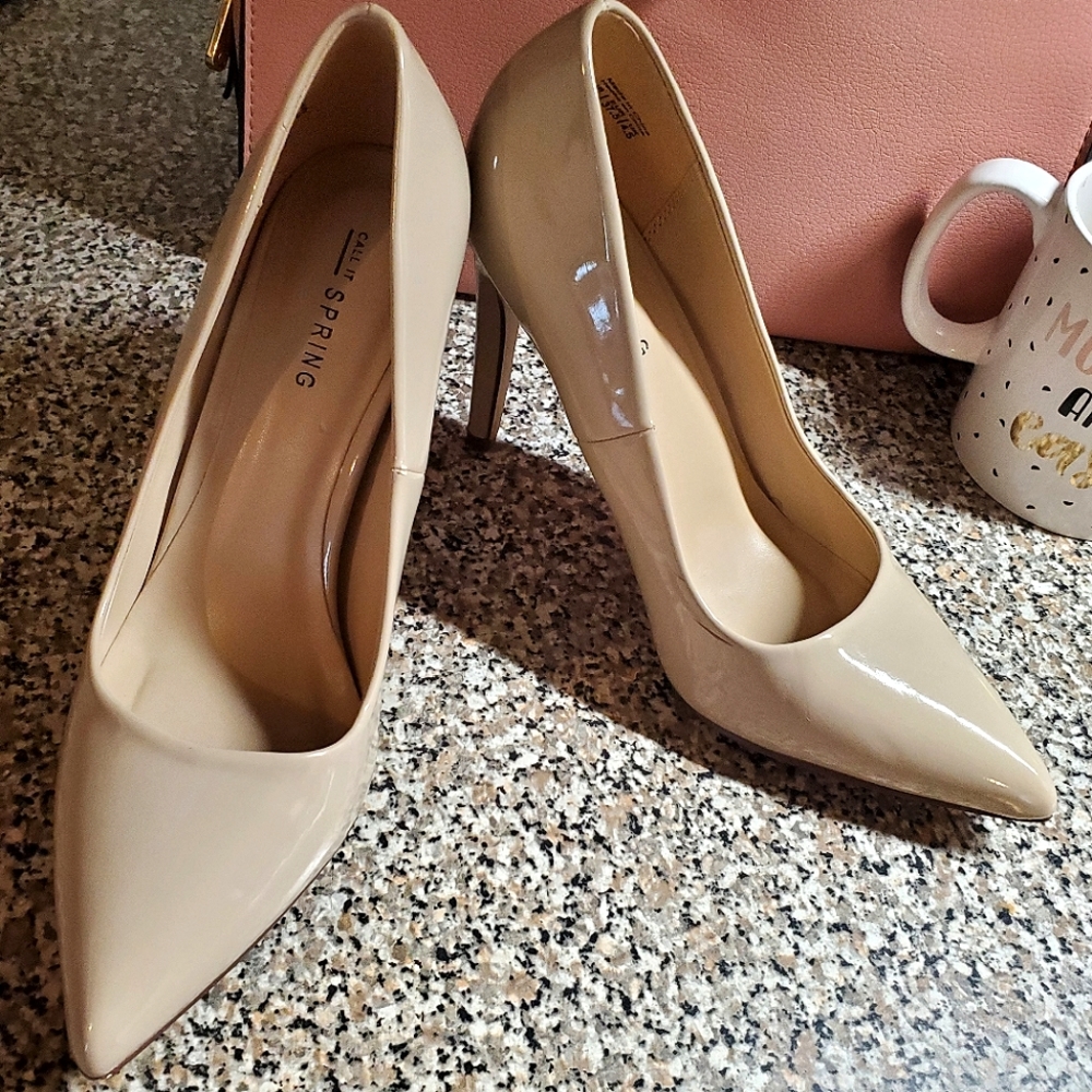 Call it Spring Nude Patent Heels